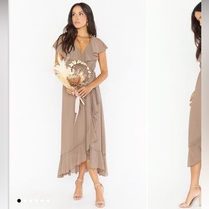 Show Me Your Mumu Jess Ruffle MIDI Dress in Dune